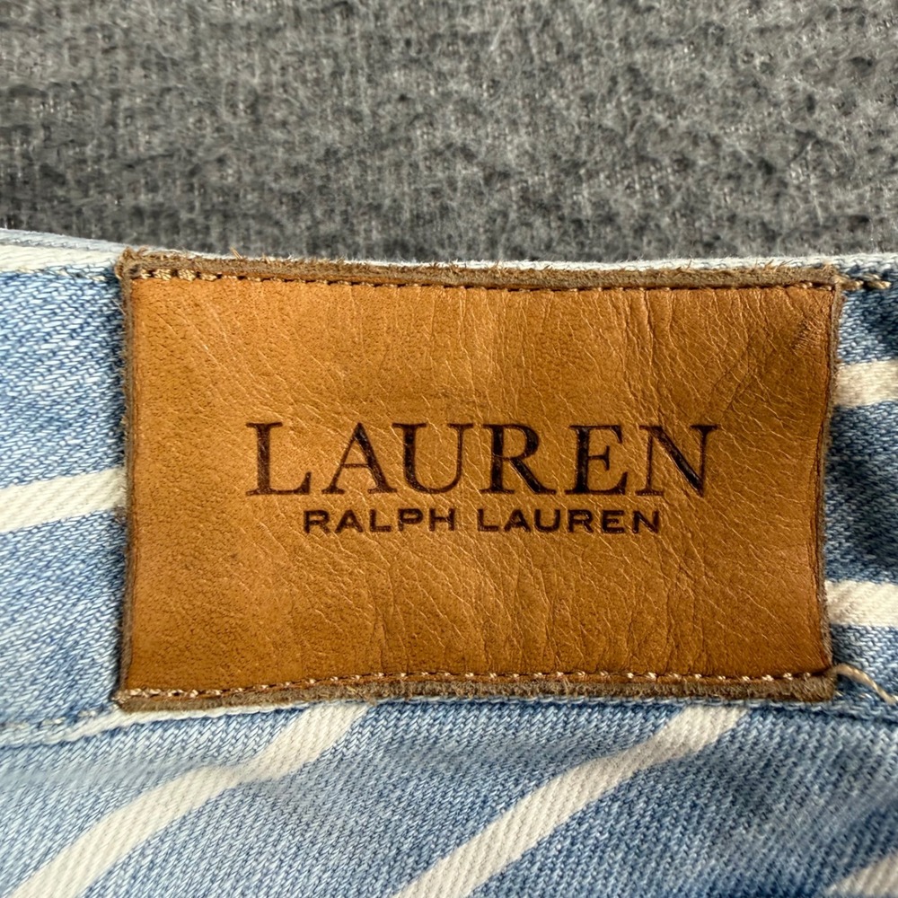 Lauren Ralph Lauren Blue and White Vertical Stripe Straight-Leg Jeans - Picture 2 of 12
